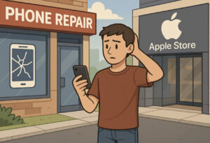 Macパソコンの修理先を探すユーザー