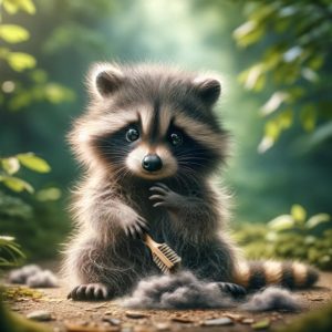 ブラッシングする動物と抜け毛