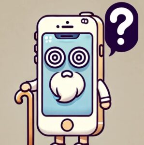 CPUがオーバーヒートした老人スマホさんの絵