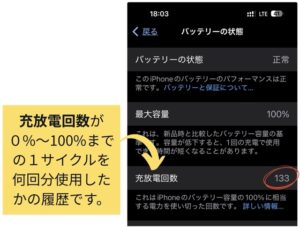 iPadの充電回数の見方